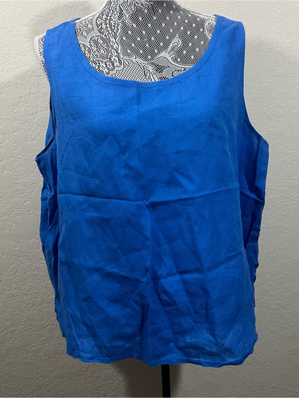 FLAX Women's Sleeveless 100% Linen Tank Top Royal Blue